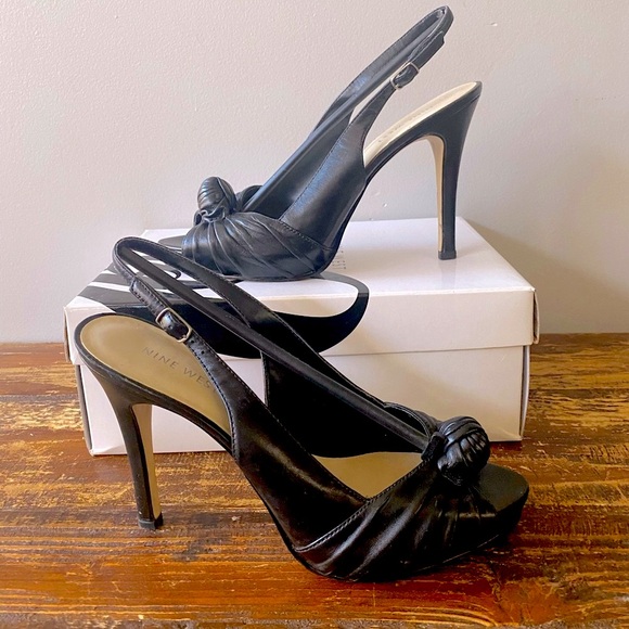 Nine West Shoes - Nine West black platform sling back sandals, size 7.5. With original box.